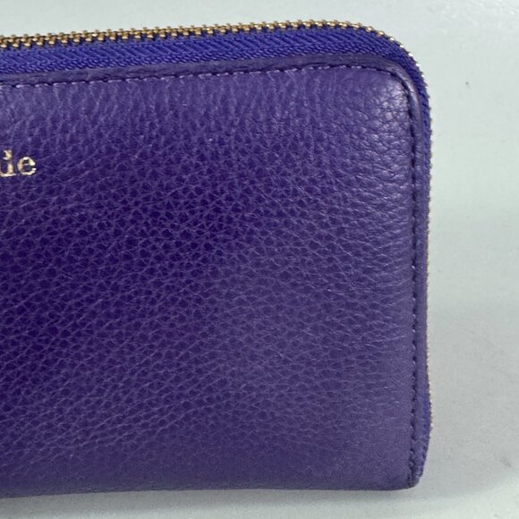 Kate Spade Lacey Cobble Hill Dark Violet Leather Zip Clutch Wallet (Ret$198) - Picture 3 of 15